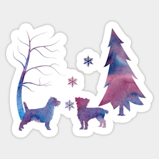 Cairn Terrier Winter Scene Art Snowflakes Sticker